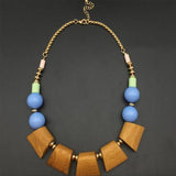 SimplyMaelle Vintage Wood and Bead Statement Necklace